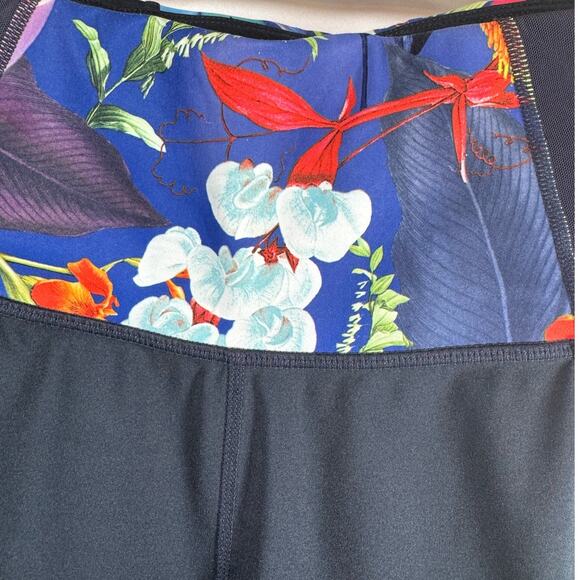 Athleta Tropical Precision Womens S Leggings Navy Floral Sheer Mesh Workout - Picture 4 of 11